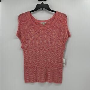 Liverpool Women's Short Sleeve Sweater - Sugar Coral Spacedye - Large - NWT